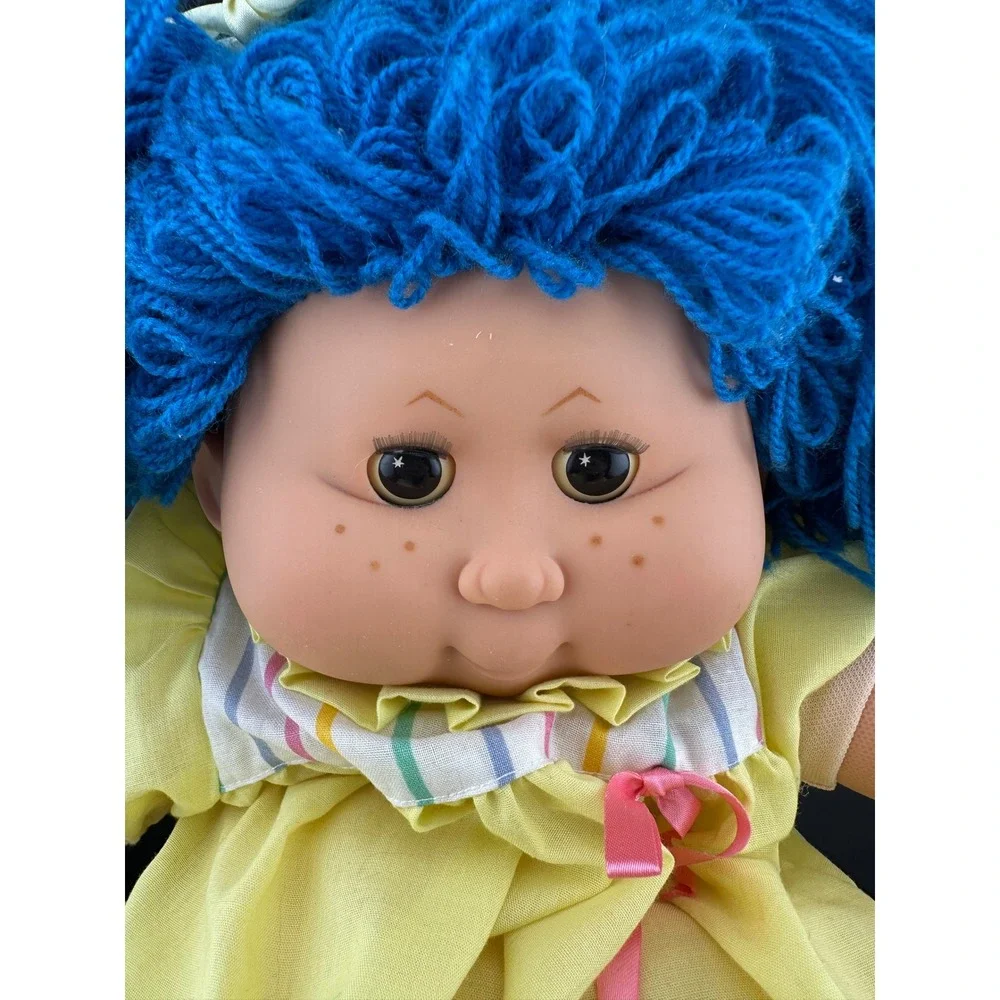 B.B. Made In Spain My Baby Doll Blue Hair Blinking Eyes Rare Vintage Collectible